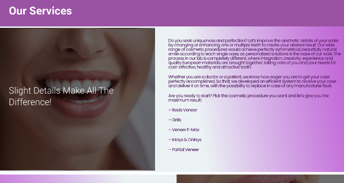 A website interface for Fadi Nameh's Dental Lab Services