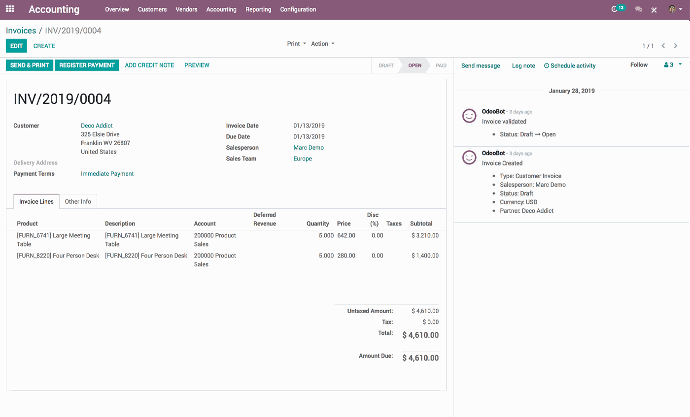 Odoo Invoicing App from Finance Apps