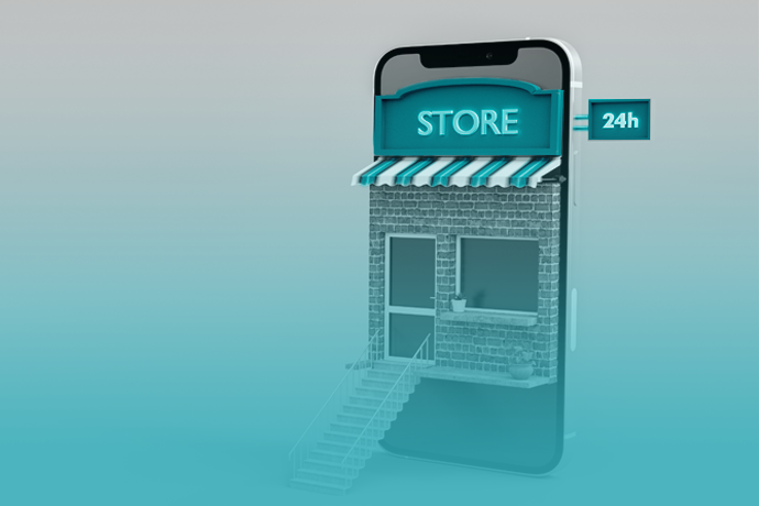 ein mobiler Bildschirm mit der Oberfläche eines Online-Shops